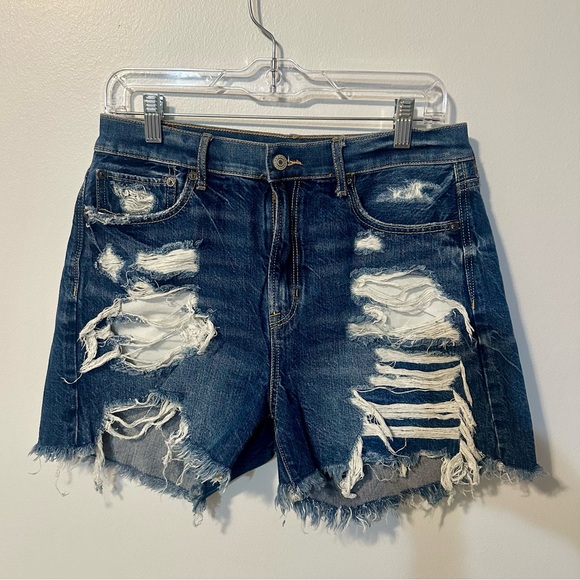 American Eagle 90’s Boyfriend Blue Distressed Jean Shorts - Picture 14 of 15